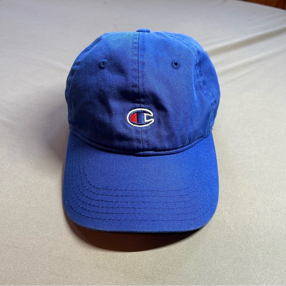 Men's Champion Hat Cap Adjustable Blue Baseball Champ Logo Men One Size